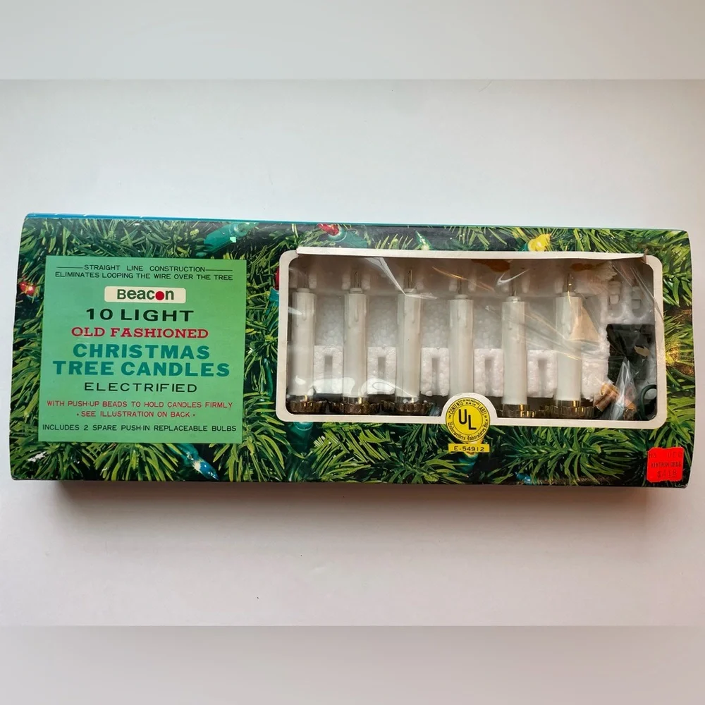 Vintage Beacon 10 light old fashioned Christmas tree candles electrified. New